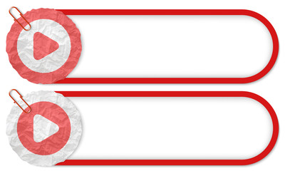 Fototapeta premium two buttons with texture crumpled paper and play symbol