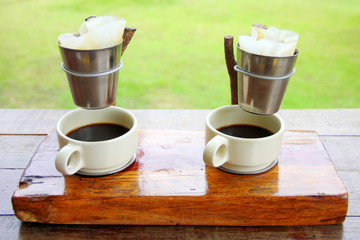 Hot coffee.