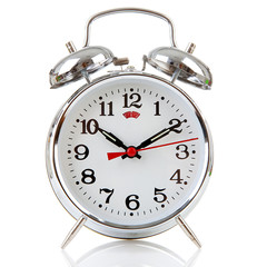 Silver alarm clock