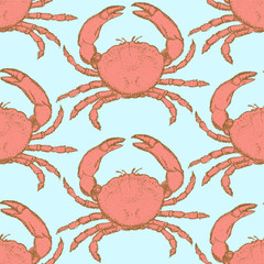 Sketch cute crab in vintage style