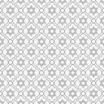 Gray and White Star of David Repeat Pattern Background