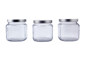 Empty jars with aluminum lids
