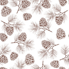 Pine branches seamless pattern