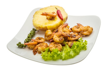 Garlic shrimps with potato