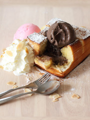 ice cream and toasted bread