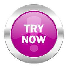 try now violet circle chrome web icon isolated