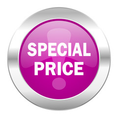 special price violet circle chrome web icon isolated