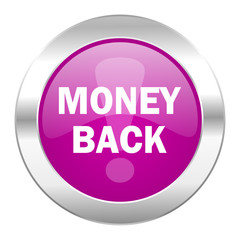 money back violet circle chrome web icon isolated