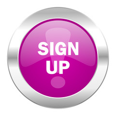 sign up violet circle chrome web icon isolated