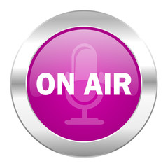 on air violet circle chrome web icon isolated