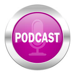 podcast violet circle chrome web icon isolated