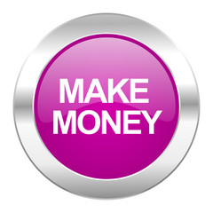 make money violet circle chrome web icon isolated