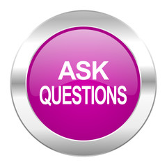 ask questions violet circle chrome web icon isolated