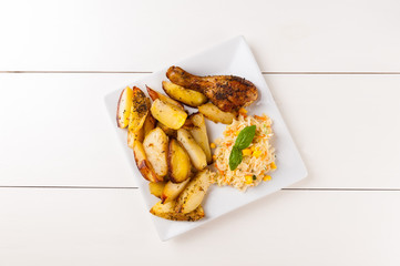 potatoes and chicken leg