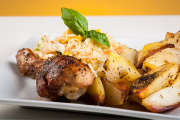 potatoes and chicken leg