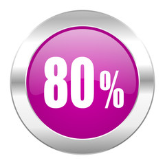 80 percent violet circle chrome web icon isolated