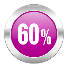 60 percent violet circle chrome web icon isolated
