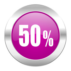 50 percent violet circle chrome web icon isolated
