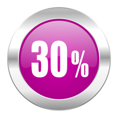 30 percent violet circle chrome web icon isolated