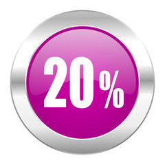 20 percent violet circle chrome web icon isolated