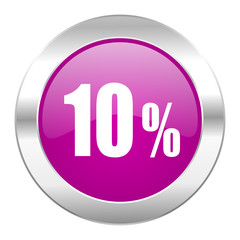 10 percent violet circle chrome web icon isolated