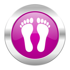 foot violet circle chrome web icon isolated