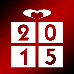 2015, gift illustration on red background