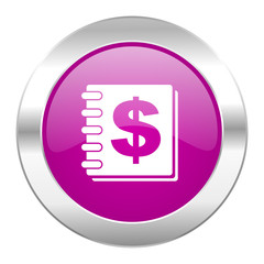 money violet circle chrome web icon isolated