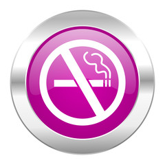 no smoking violet circle chrome web icon isolated