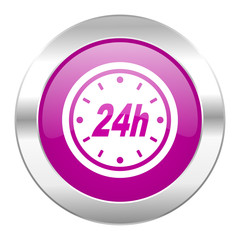 24h violet circle chrome web icon isolated