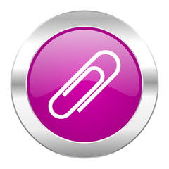 paperclip violet circle chrome web icon isolated