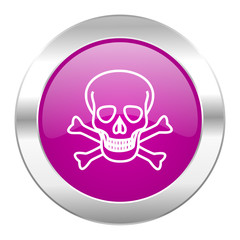 skull violet circle chrome web icon isolated