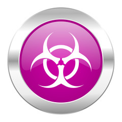 biohazard violet circle chrome web icon isolated