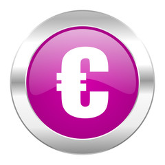 euro violet circle chrome web icon isolated
