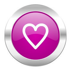 heart violet circle chrome web icon isolated