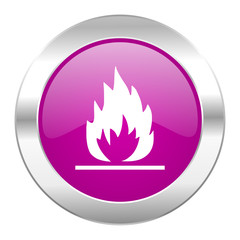 flame violet circle chrome web icon isolated