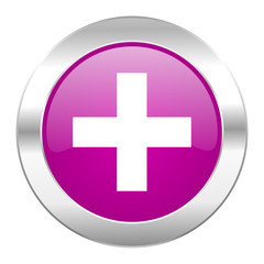 plus violet circle chrome web icon isolated