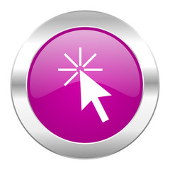 click here violet circle chrome web icon isolated