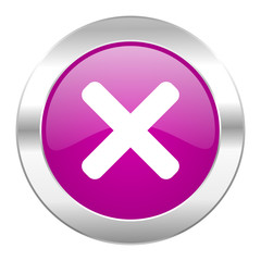 Obraz premium cancel violet circle chrome web icon isolated