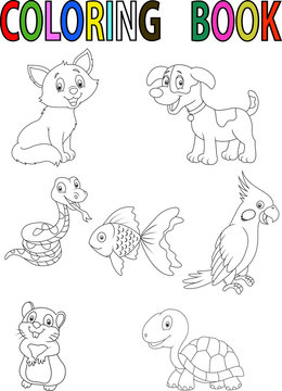 Cartoon pet coloring book