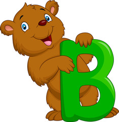 Fototapeta premium Alphabet B with bear cartoon