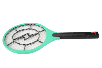 Electronic green mosquitoes swat isolated on white