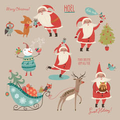 Stylish New Year and Christmas set in vector