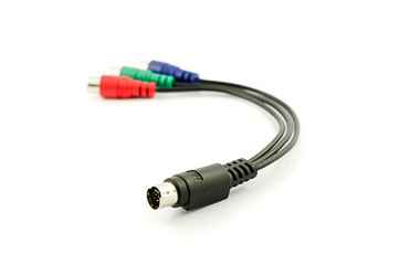 Audio cable on white background