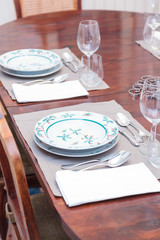 Vintage plates in table setting