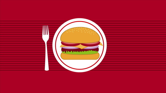 burger on dish, Animation Design, HD 1080