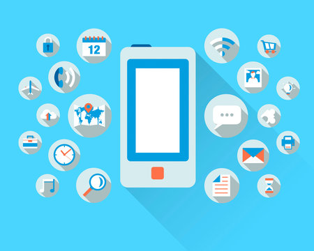 Smart Phone Illustration With Lots Of Application Icons