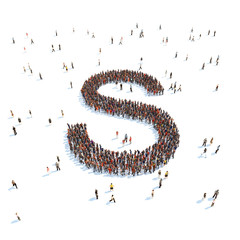 illustration of letter with people,isolated