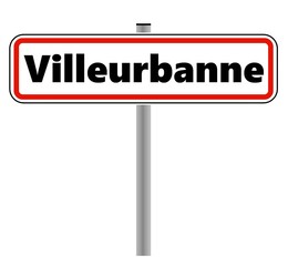 Villeurbanne dans un panneau de ville	