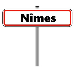 Nîmes dans un panneau de ville